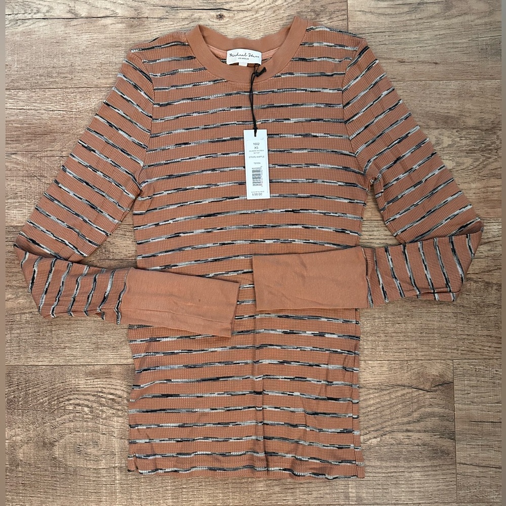 NWT Michael Stars Julianne Striped Crewneck Long Sleeve Top XS